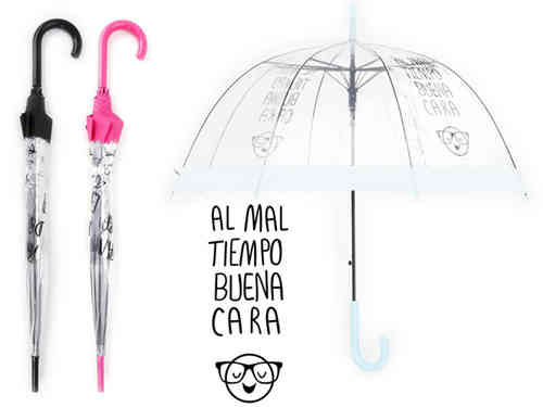 Paraguas transparente Al Mal Tiempo 83cm 6 unid.